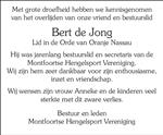Overlijden van Bert de Jong